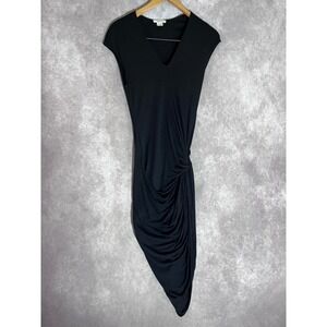 Helmut Lang Dress Womens S Black Asymmetrical Knot Draped Micro Modal SW-CS1628
